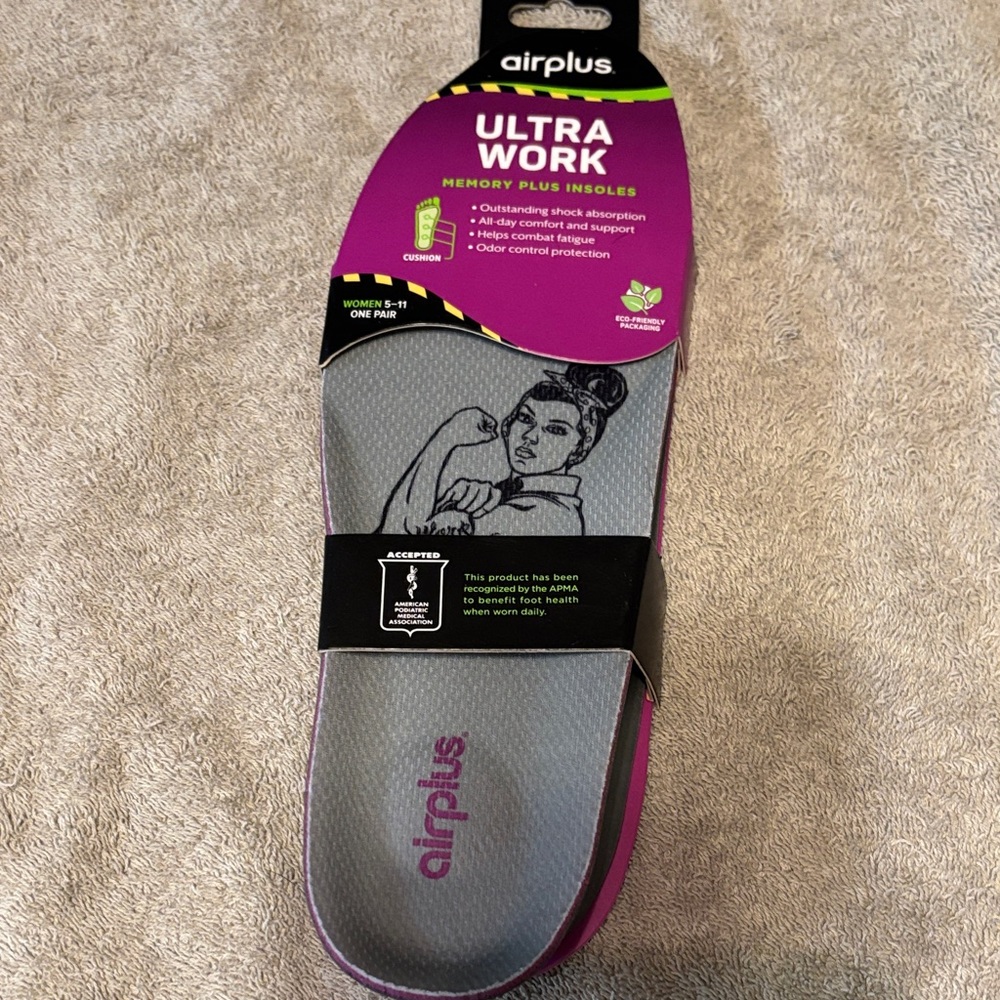 Airplus Ultra Work Memory Plus Insoles - Gray and Pink
